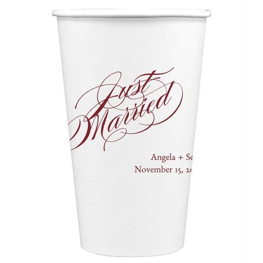 Romantic Just Married Paper Coffee Cups